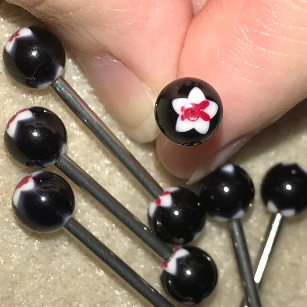 14 Gauge Black Bunny Tongue Rings